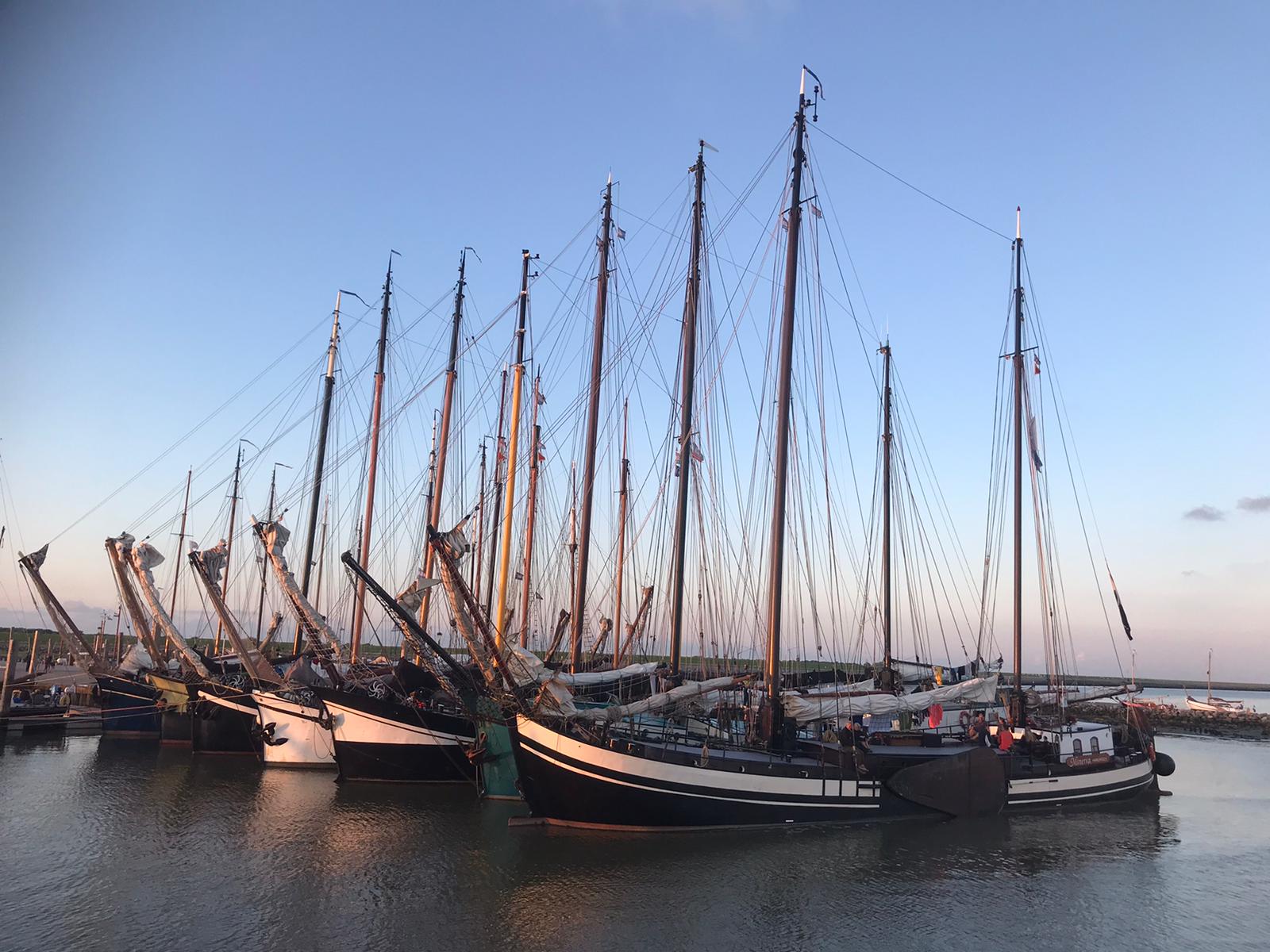 Traditional sailing ships in harbor