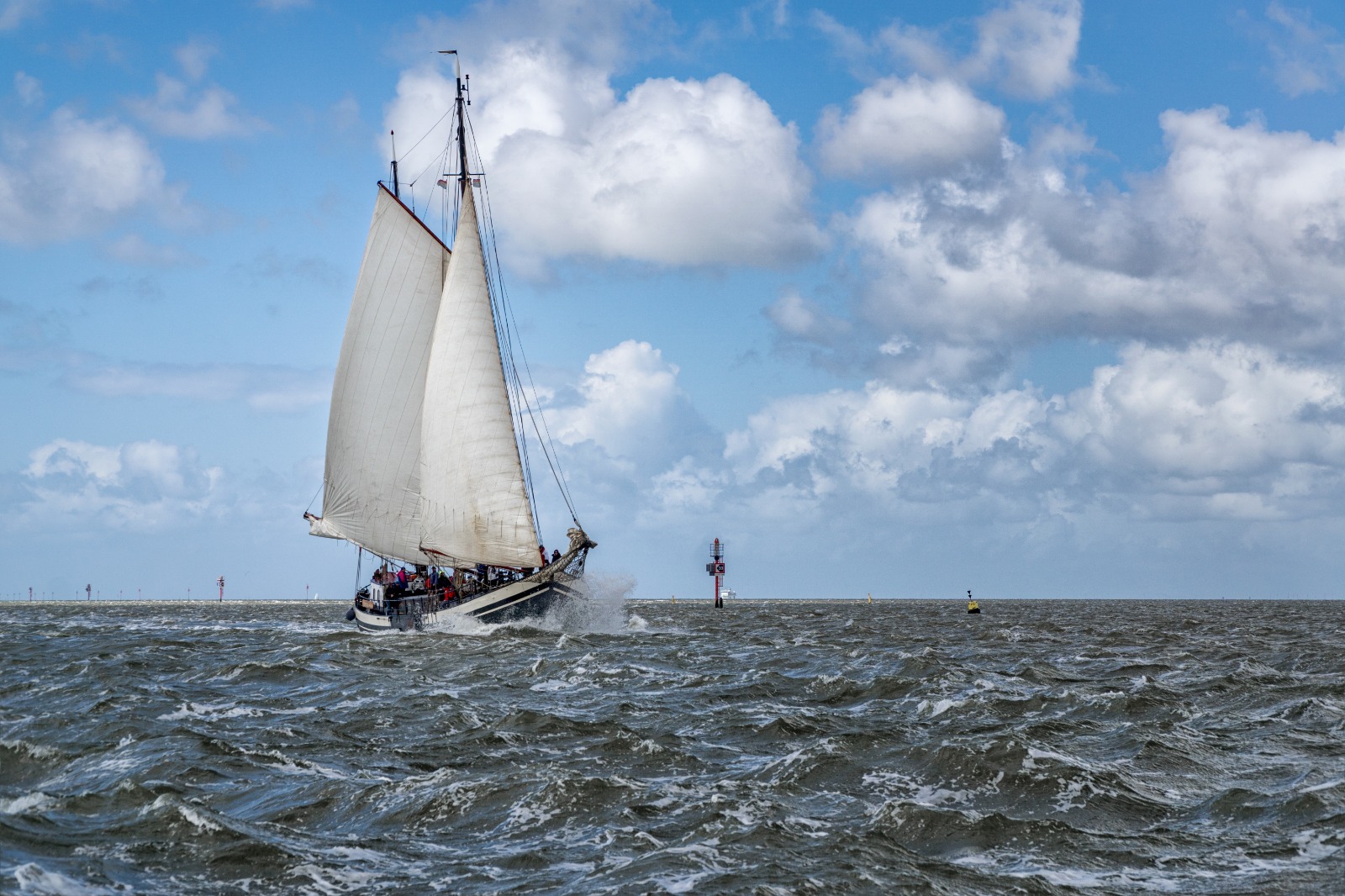 Minerva sailing through waves