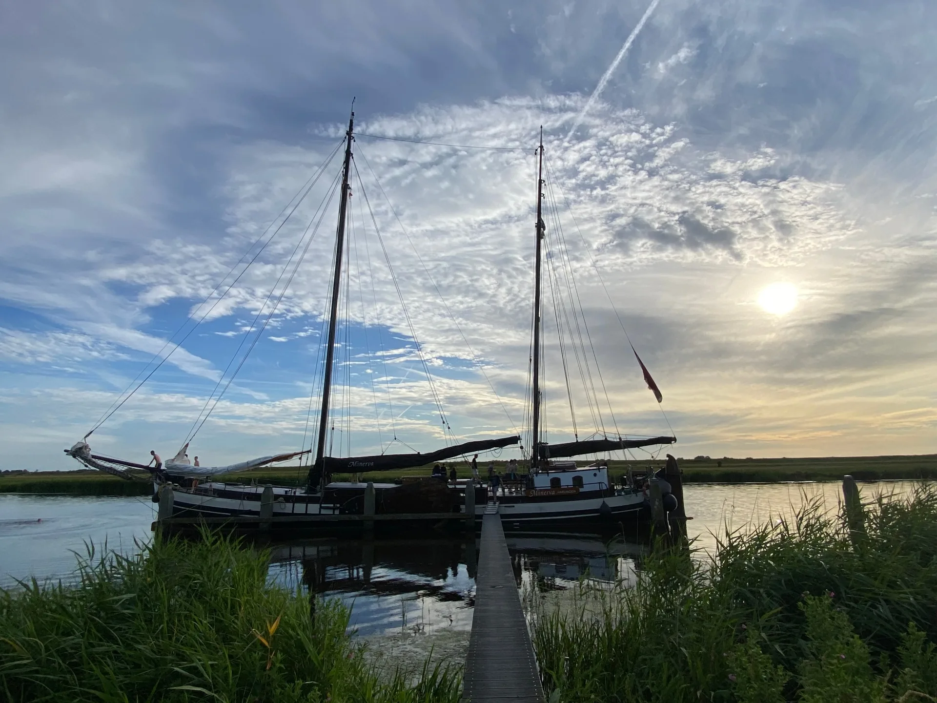 Minerva moored at island jetty
